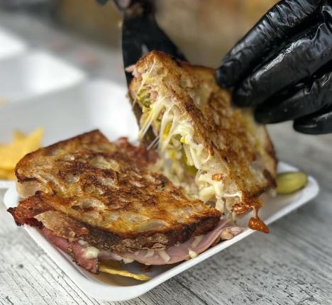 Man grilling sandwiches